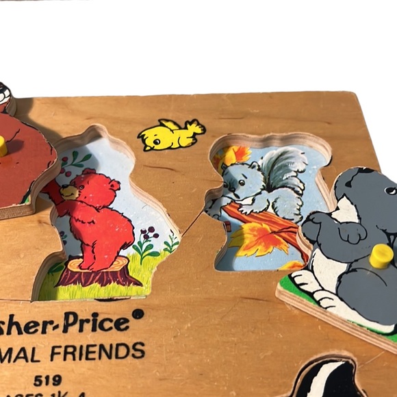 Vintage Fisher Price Wooden Puzzle Animal Friends - Picture 6 of 8